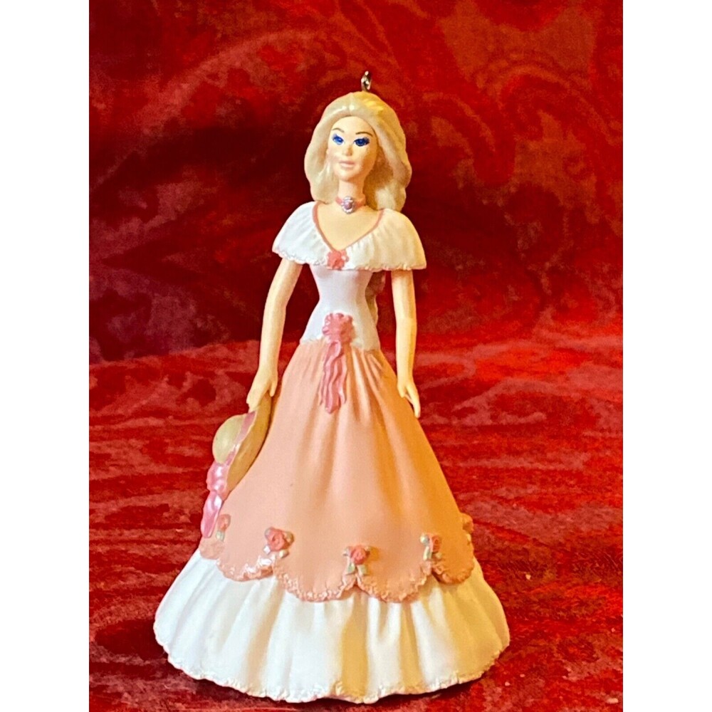 Vintage 1997 Hallmark Springtime Barbie Pink Dress Keepsake Ornament